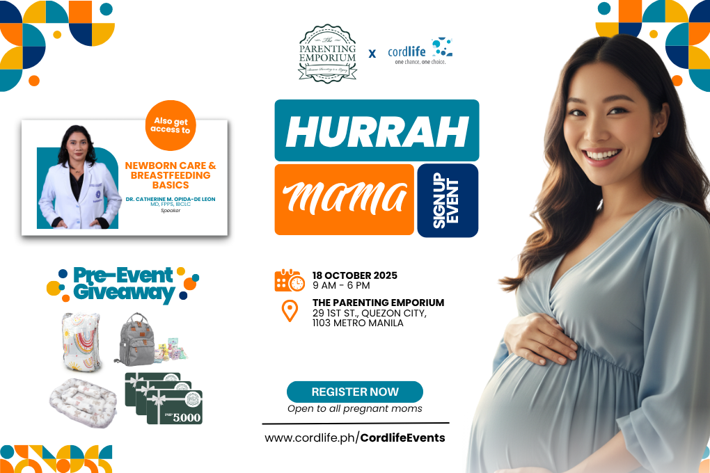Are you an expecting mom preparing for your baby’s arrival? Here’s your chance to win amazing prizes AND discover how stem cell banking can protect your child’s future at the Parenting Emporium x Cordlife Hurrah Mama Event on October 18, 2025!