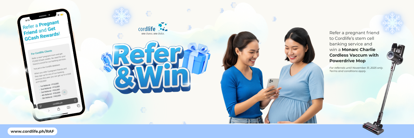 Refer your pregnant friends to Cordlife’s stem cell banking service and get a chance to win a Monarc Charlie Cordless Vacuum with Powerdrive Mop when they sign up — valid until November 31, 2025!