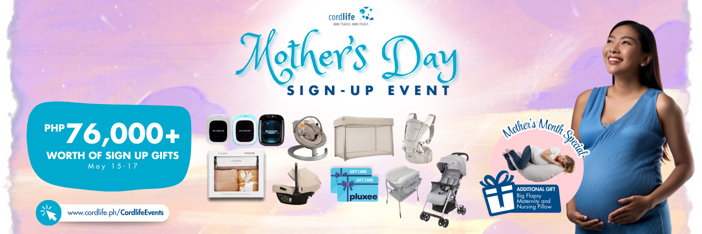 This Mother’s Month, celebrate the joy of motherhood and secure your baby’s future with Cordlife Stem Cell Banking—plus get up to ₱76,000+ worth of exclusive gifts when you sign up from May 15–17! 