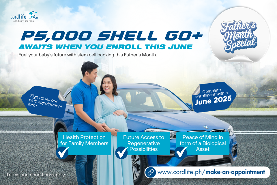 Get a ₱5,000 Shell GO+ eGift when you complete your stem cell banking enrollment after booking a web appointment this June!