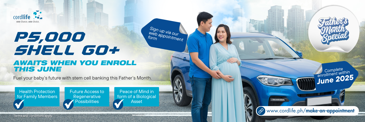 Get a ₱5,000 Shell GO+ eGift when you complete your stem cell banking enrollment after booking a web appointment this June!