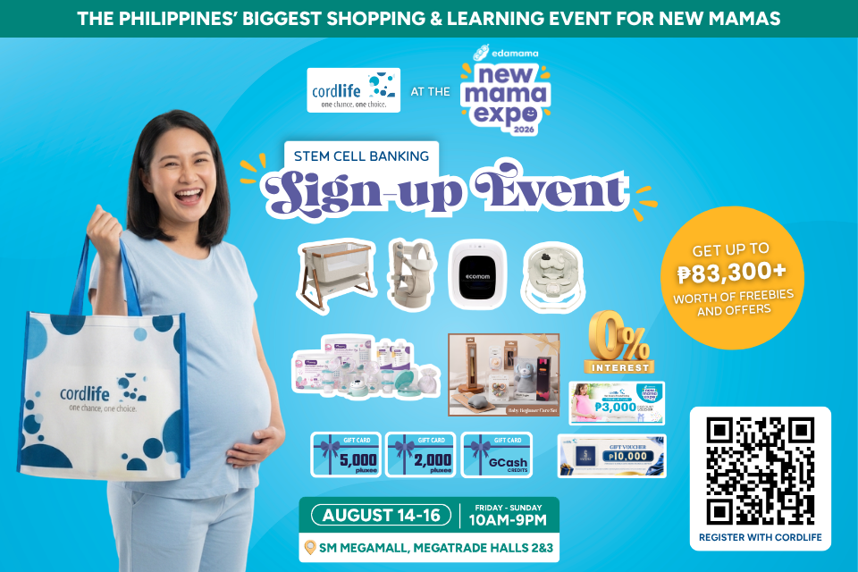 Visit the Cordlife x edamama New Mama Expo and get ₱83,300+ worth of freebies, gifts, and exclusive offers! 