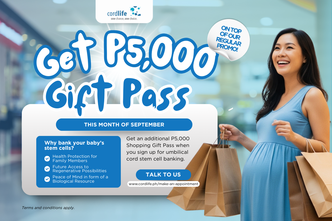 📲 Book a FREE consultation with a Cordlife Philippines representative and enjoy an additional ₱5,000 Gift Pass on top of our regular monthly freebies when you enroll for umbilical cord stem cell banking this September! 💙🧬