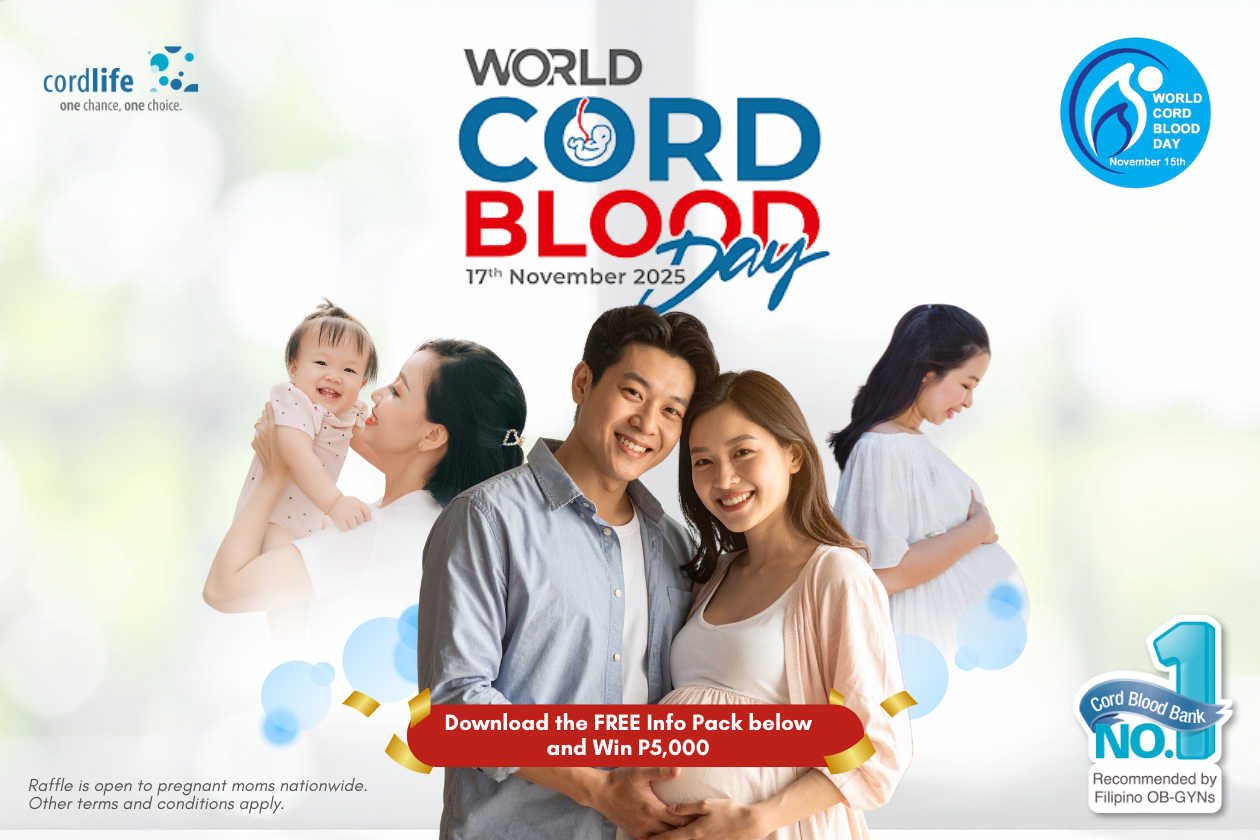 This World Cord Blood Day, unlock essential knowledge about cord blood banking and be more prepared for the arrival of your little one with Cordlife Philippines' Information Pack. Learn how preserving your baby's cord blood can safeguard their future health today and get a chance to win ₱5,000