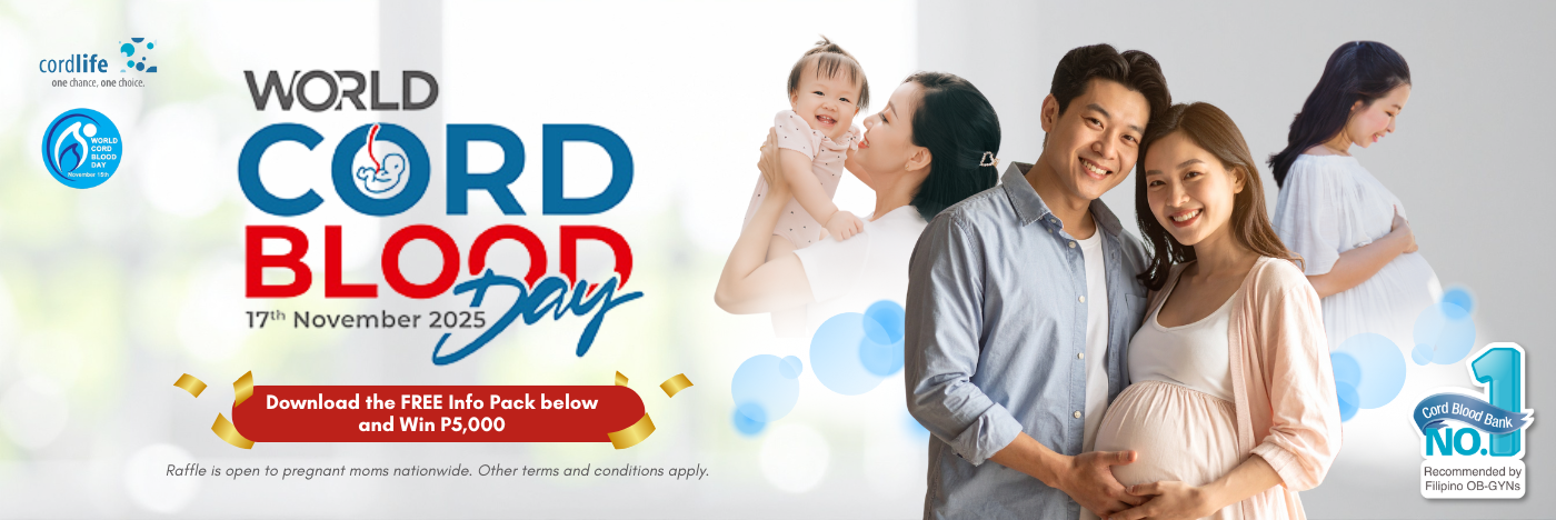 This World Cord Blood Day, unlock essential knowledge about cord blood banking and be more prepared for the arrival of your little one with Cordlife Philippines' Information Pack. Learn how preserving your baby's cord blood can safeguard their future health today and get a chance to win ₱5,000